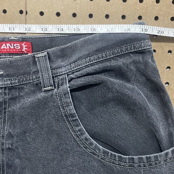JNCO Jean Shorts Mens 38x12.5 Washed Black Snake Double Deep Pockets Y2K 2000’s - Picture 13 of 16